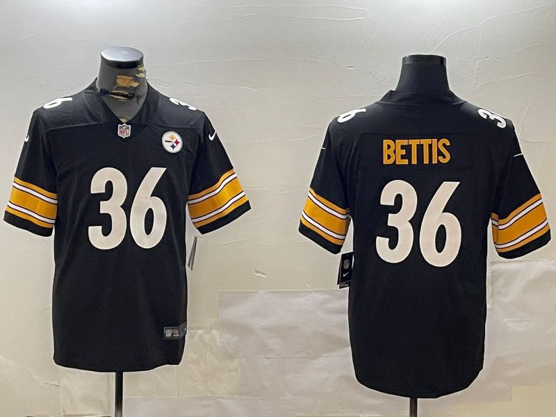 Men Pittsburgh Steelers #36 Bettis Black 2024 Nike Limited NFL Jersey style 1